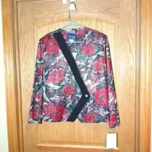 Vintage Nancy II Petite women's 18P floral blazer shoulder pads lightweight